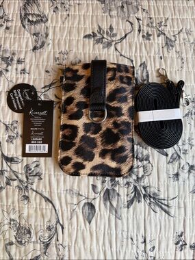 K. Caroll Accessories Leopard Print Crossbody Phone Pouch with Black Strap